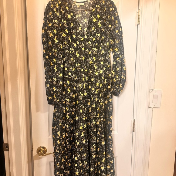 Doen noir winding blossoms Charleston midi dress size medium - Picture 5 of 7